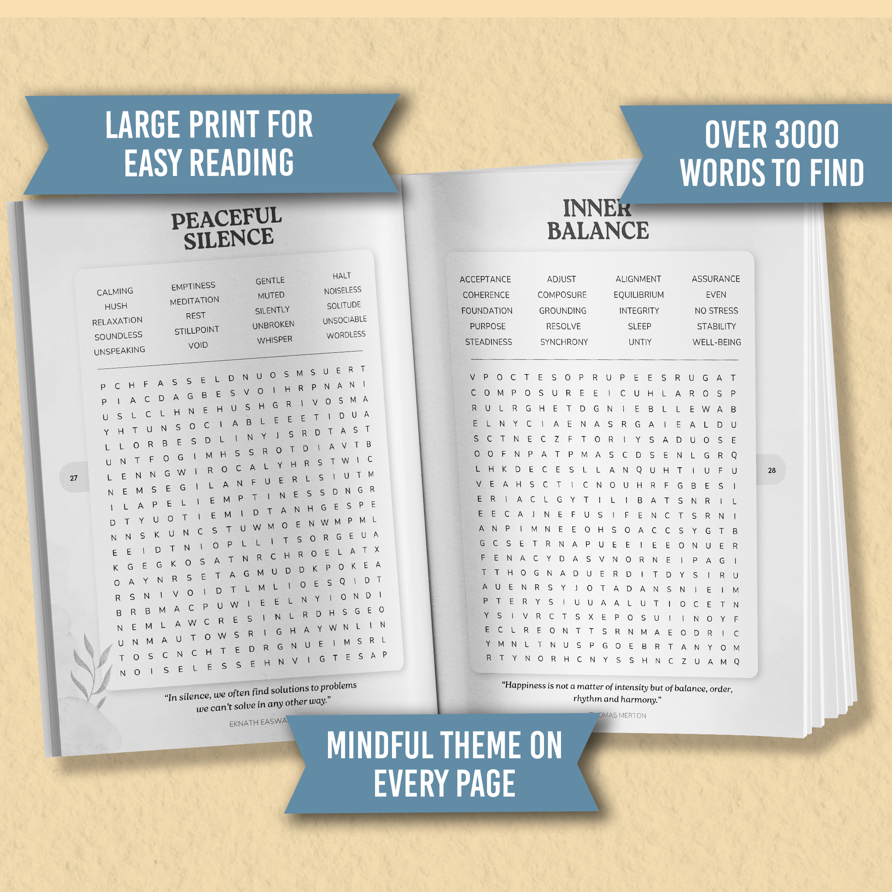 Calming Mindfulness Word Search for Adults