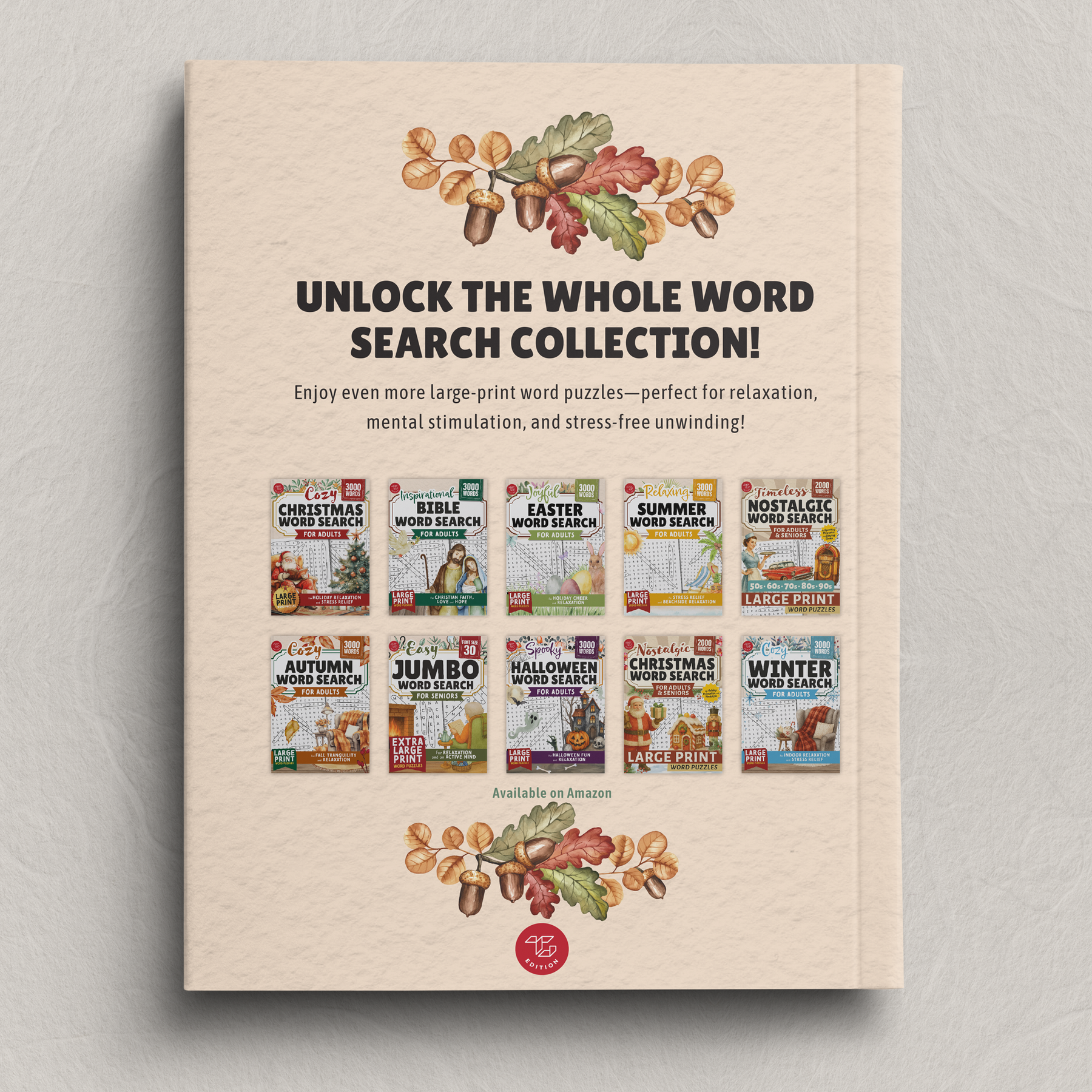 Cozy Camping Word Search for Adults – back cover